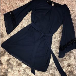 BCX Navy Blue Bell Sleeved Dress